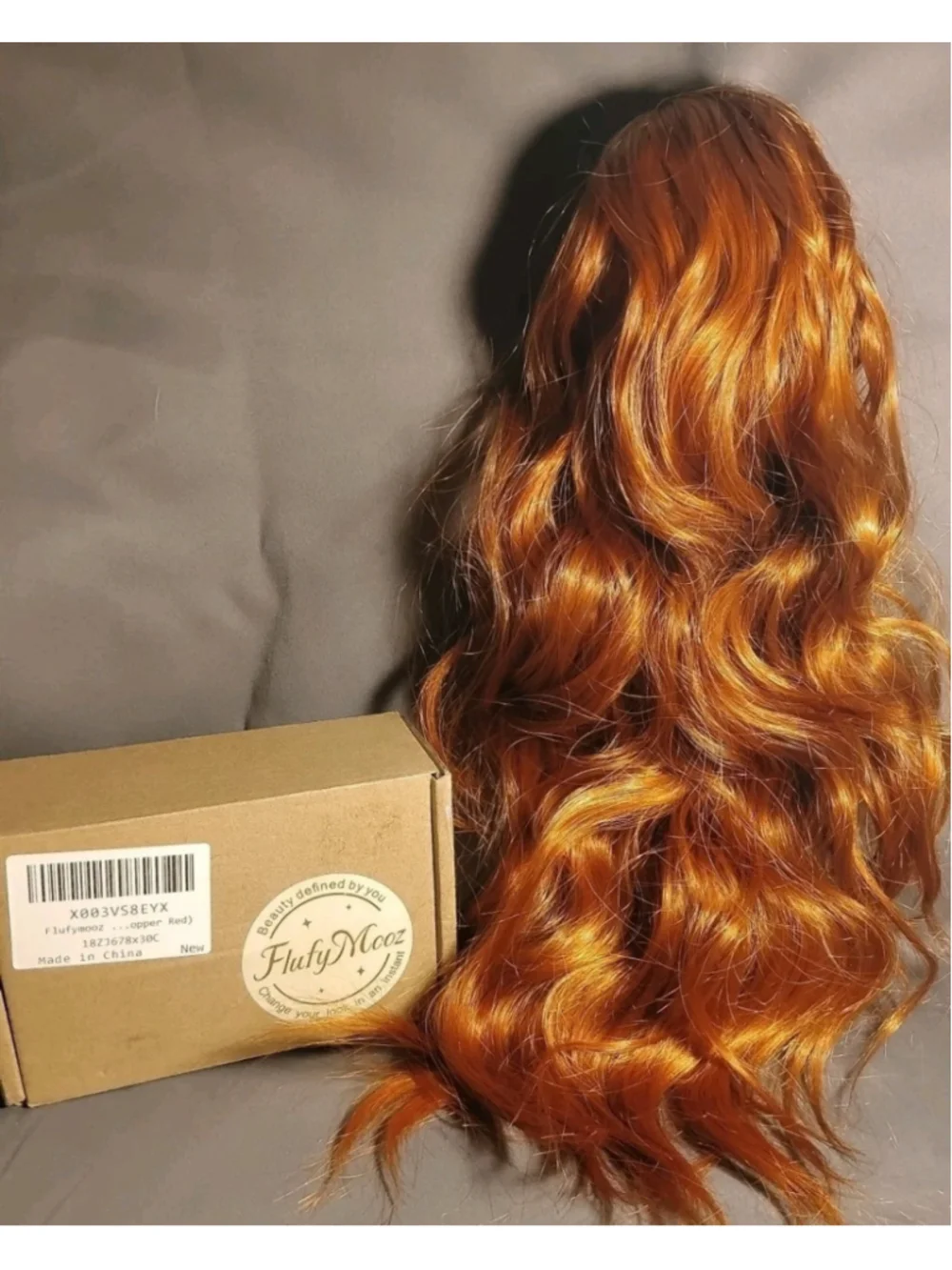 TITLE:Flufymooz Claw Clip Ponytail Extension Wavy Curly Copper Red Synthetic...